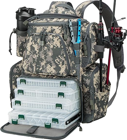 Piscifun Fishing Tackle Backpack with 4 Trays